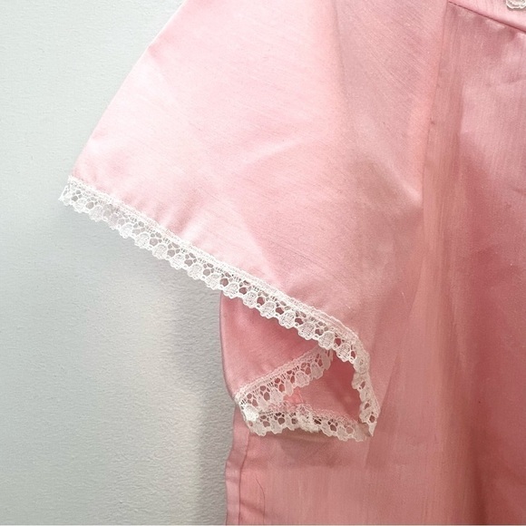 Vintage Pink White Lace Night Gown 46 - Picture 8 of 11